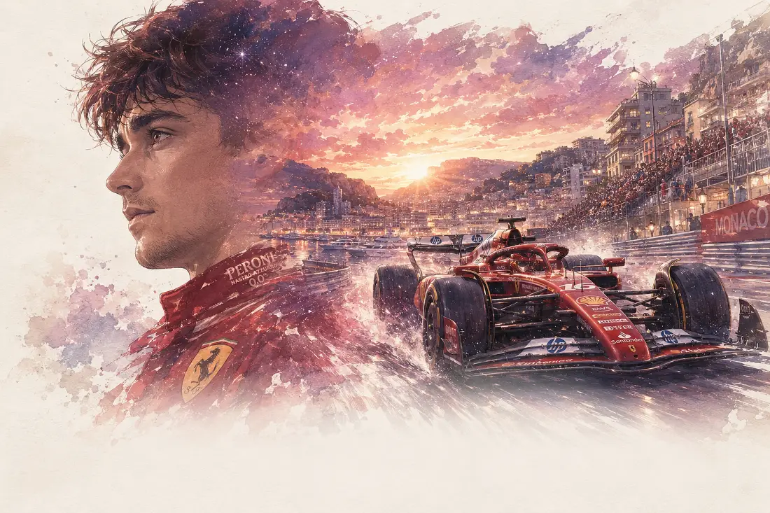 3k法拉利F1壁纸｜晚霞赛道赛车手背景图片 - 创意合成「哲风壁纸」