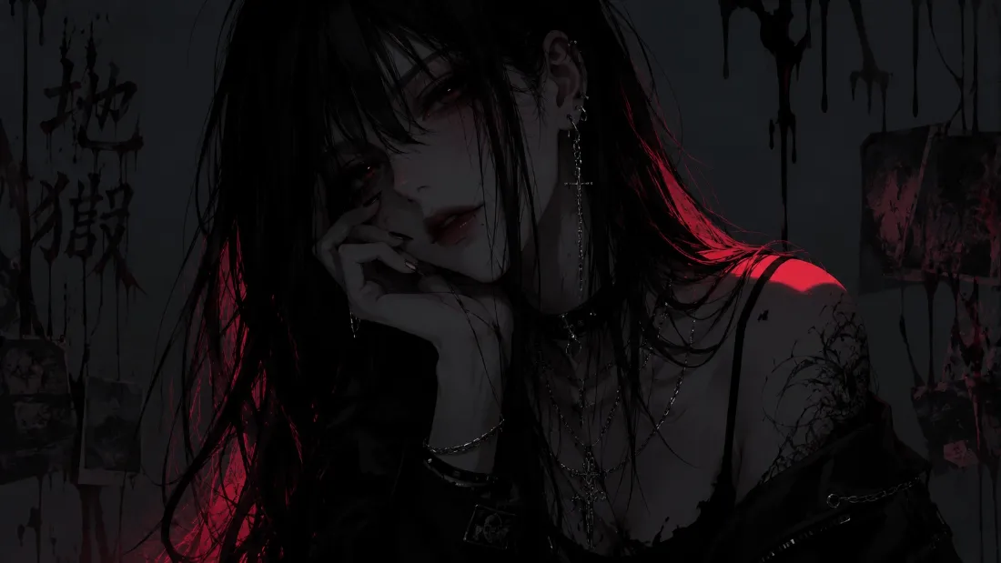 2k黑暗系少女壁纸｜暗调氛围感背景图片 - 丧系酷感女孩「哲风壁纸」