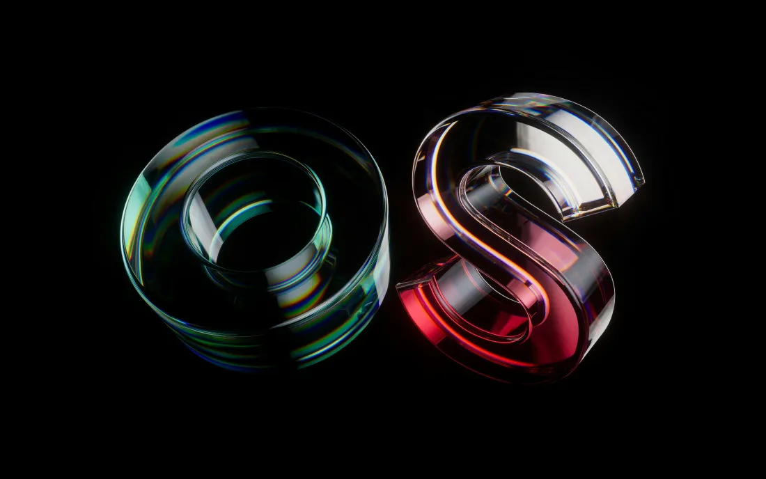4kOS壁纸｜3D玻璃字母背景图片 - 简约科技风「哲风壁纸」