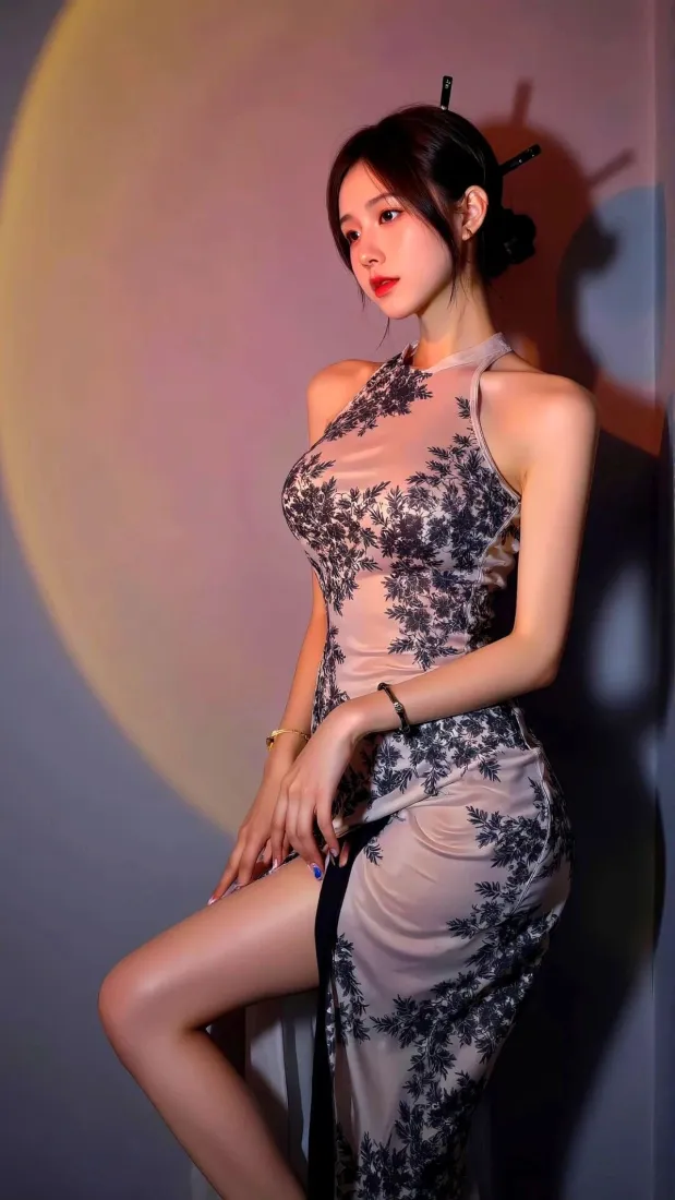 旗袍美女手机壁纸｜新中式光影背景图片 - 气质氛围感人像「哲风壁纸」