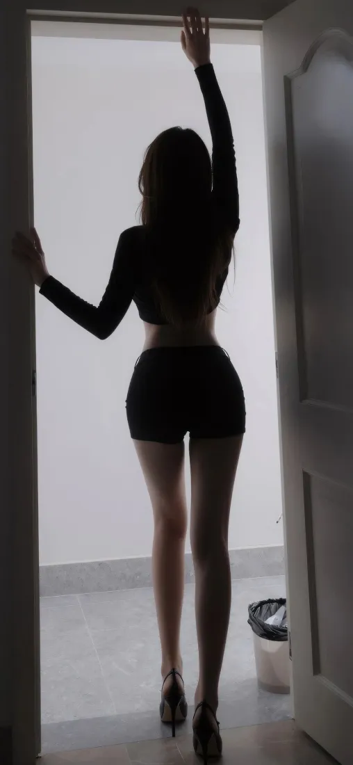 美女剪影手机壁纸｜室内门框背景图片 - 氛围感好身材人像「哲风壁纸」