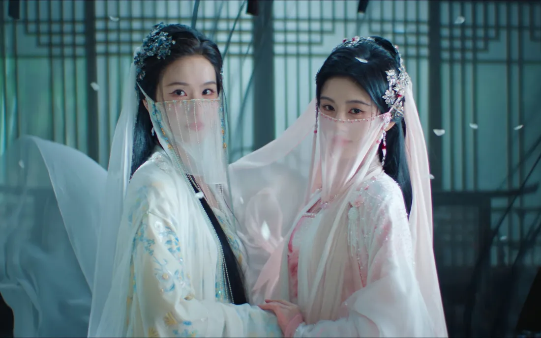 3k鞠婧祎陈都灵壁纸｜古风古装背景图片 - 面纱双女主「哲风壁纸」
