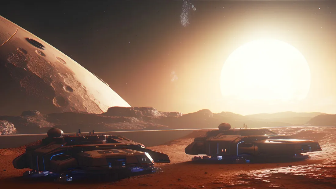 2k火星科幻壁纸｜外星星球日落背景图片 - 未来宇宙场景「哲风壁纸」