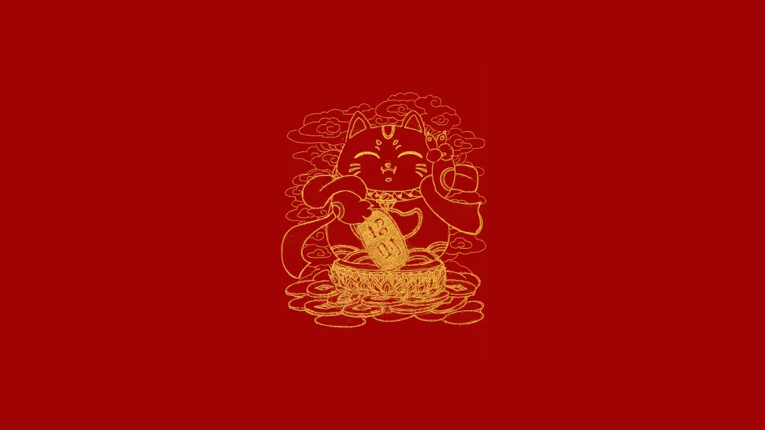 4k金线佛像壁纸｜红色国风背景图片 - 禅意传统装饰纹样「哲风壁纸」