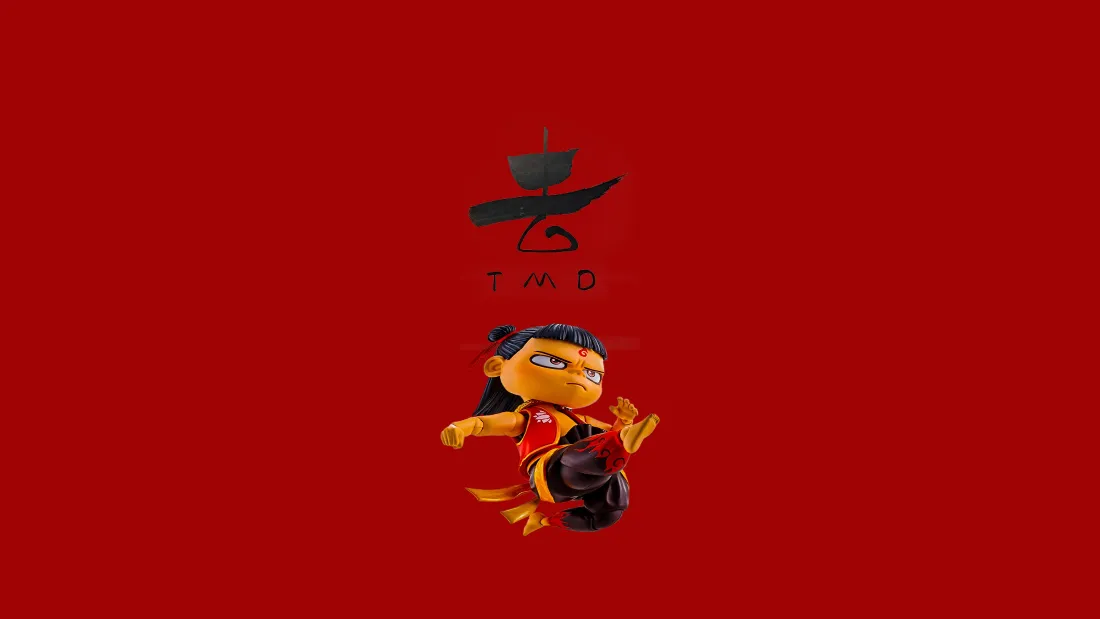 4k魔童降世哪吒壁纸｜纯红简约背景图片 - Q版卡通手办「哲风壁纸」