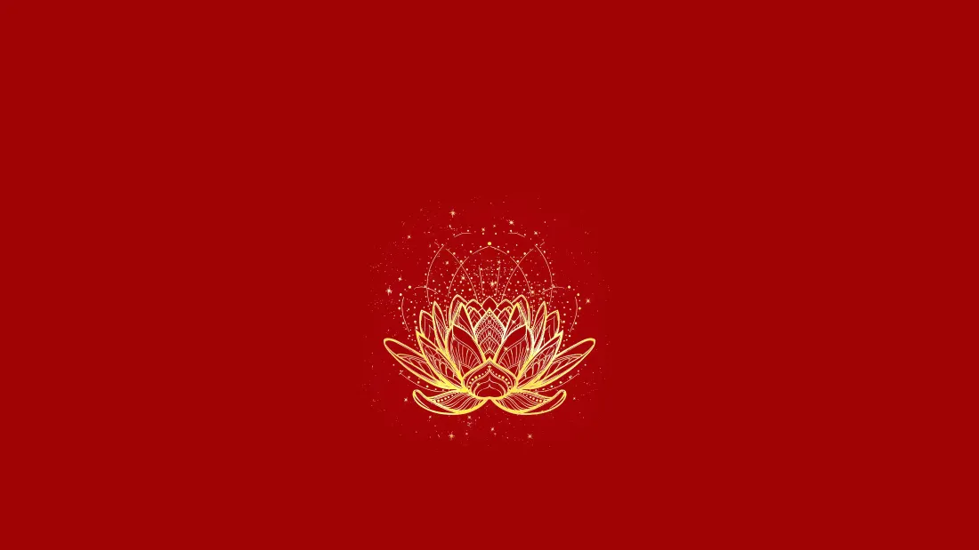 4k金色莲花壁纸｜红色大气背景图片 - 轻奢风装饰「哲风壁纸」