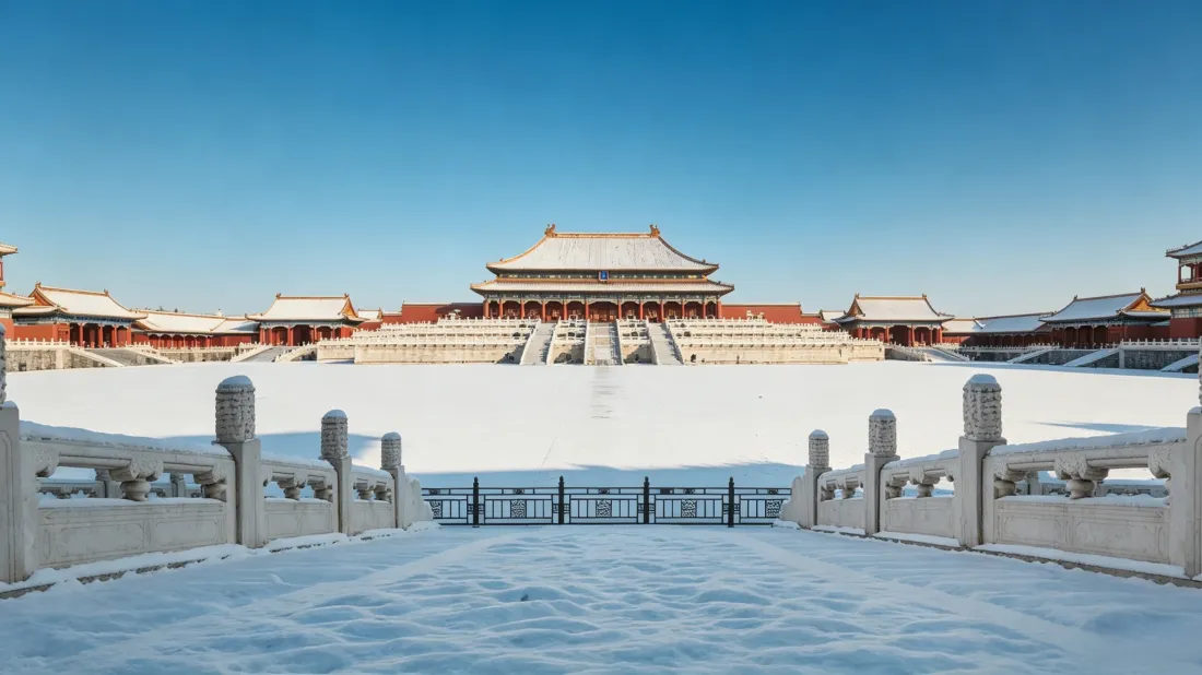 3k故宫壁纸｜冬日雪景背景图片 - 中式古建筑「哲风壁纸」