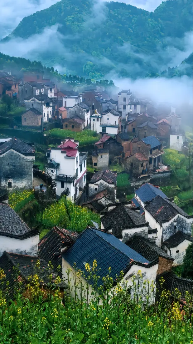 山间村落手机壁纸｜云雾乡村背景图片 - 治愈山野风景「哲风壁纸」