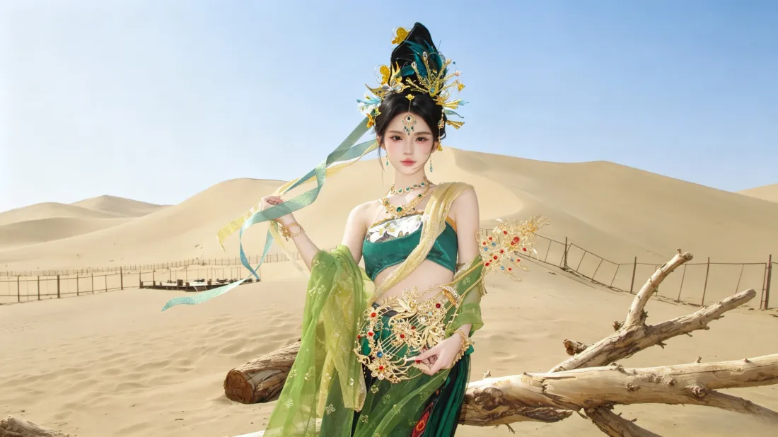 3k敦煌飞天美女壁纸｜沙漠古风背景图片 - 高清国风写真「哲风壁纸」