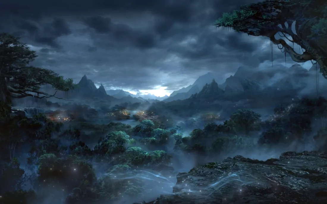 2k云雾仙境壁纸｜山谷山峰夜空背景图片 - 静谧自然景观「哲风壁纸」