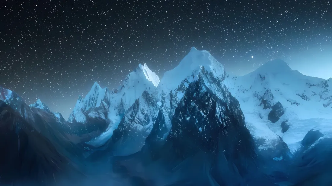 2k星空雪山壁纸｜积雪山脉背景图片 - 自然风光「哲风壁纸」