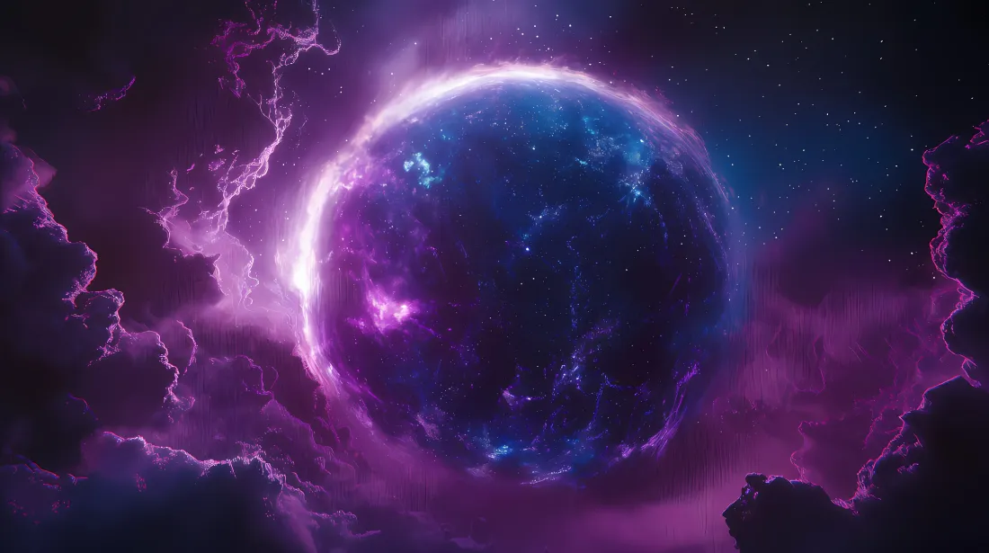 2k星球壁纸｜紫色云层背景图片 - 科幻宇宙闪电场景「哲风壁纸」