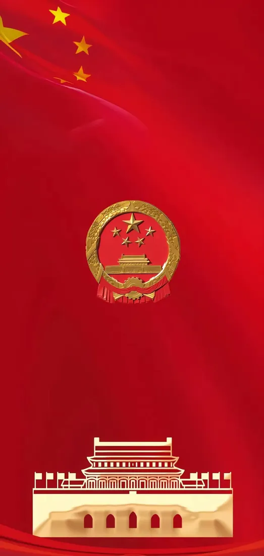 强军卫国手机壁纸｜红色正气背景图片 - 国徽天安门元素「哲风壁纸」