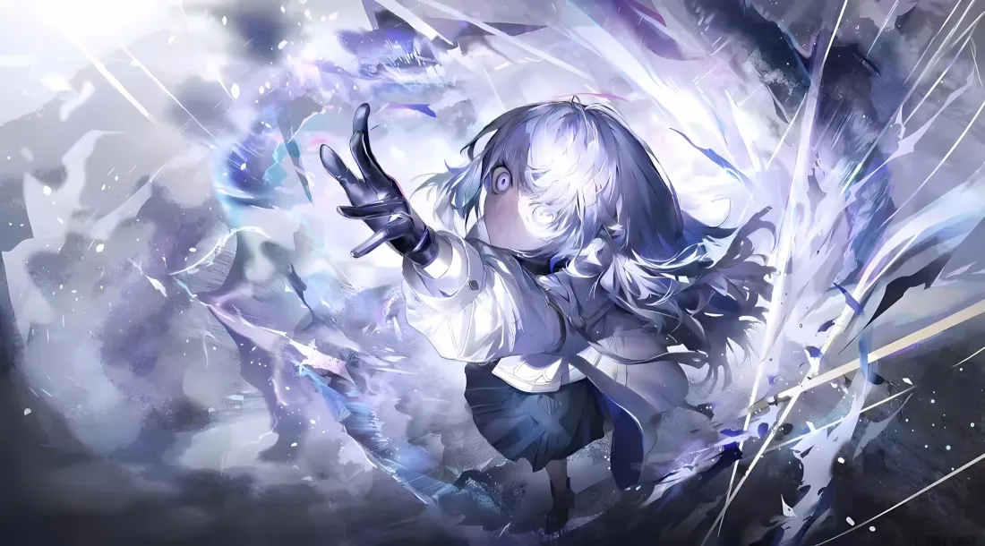 2k银发少女壁纸｜魔法冰晶背景图片 - 二次元插画「哲风壁纸」