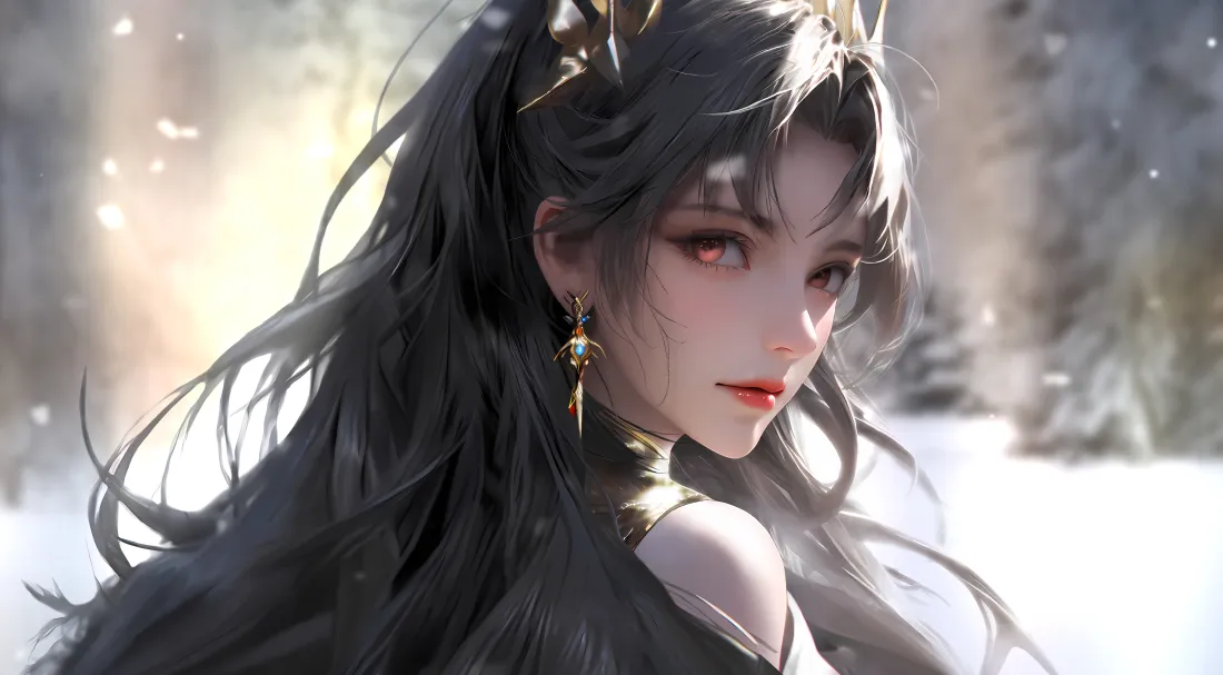 4k动漫冷艳美女壁纸｜雪地暖光背景图片 - 二次元插画「哲风壁纸」