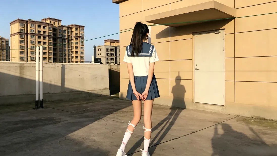 3kJK少女壁纸｜天台阳光背景图片 - 清纯人像「哲风壁纸」