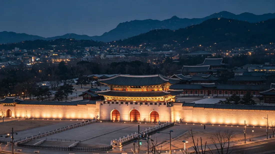 3k光化门壁纸｜首尔夜景背景图片 - 传统古建筑风光「哲风壁纸」