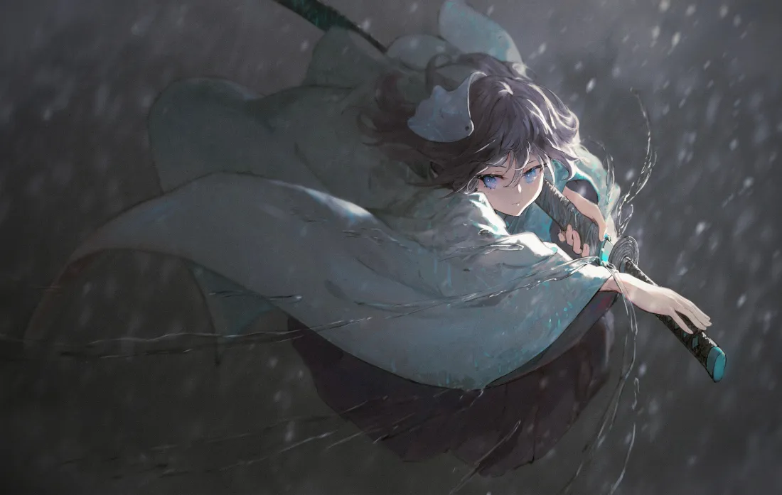 4k鬼灭蝶刃壁纸｜暗调雨天背景图片 - 持刀二次元少女「哲风壁纸」