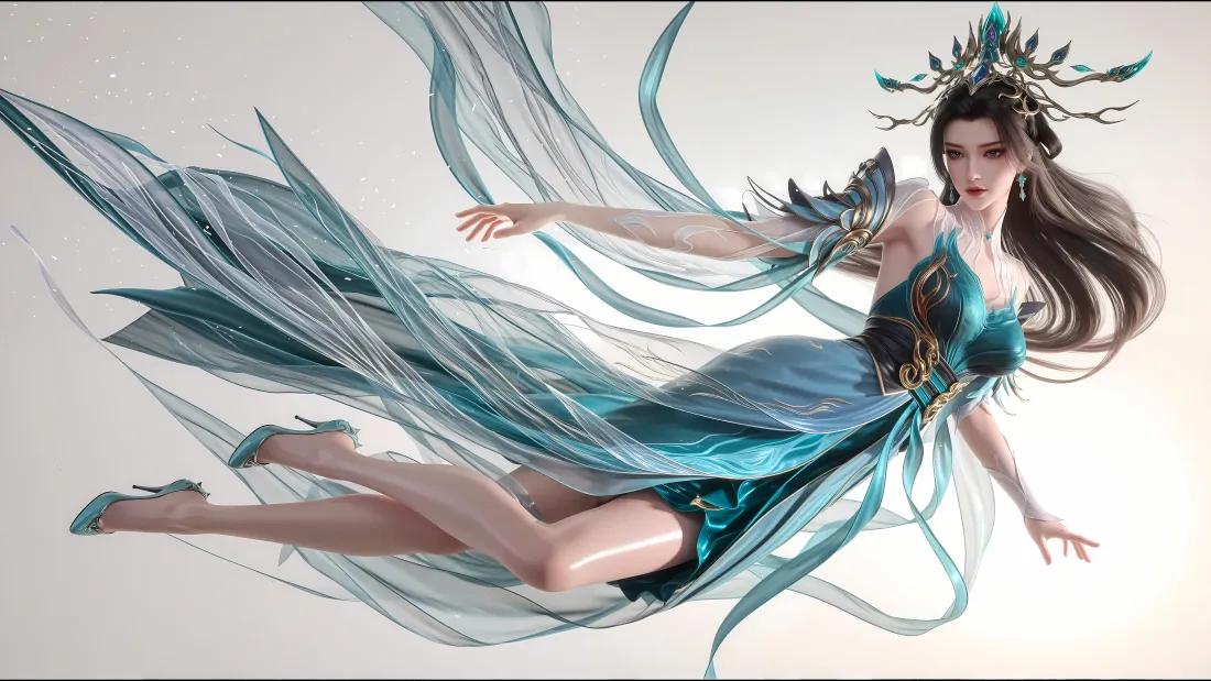 6k青萝壁纸｜青色飘裙背景图片 - 百炼成神国漫角色「哲风壁纸」