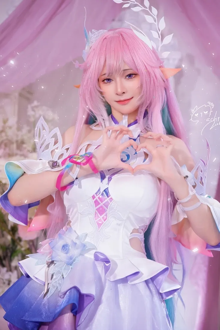 爱莉希雅手机壁纸｜粉色妖精小姐cos背景图片 - 精灵耳美少女「哲风壁纸」