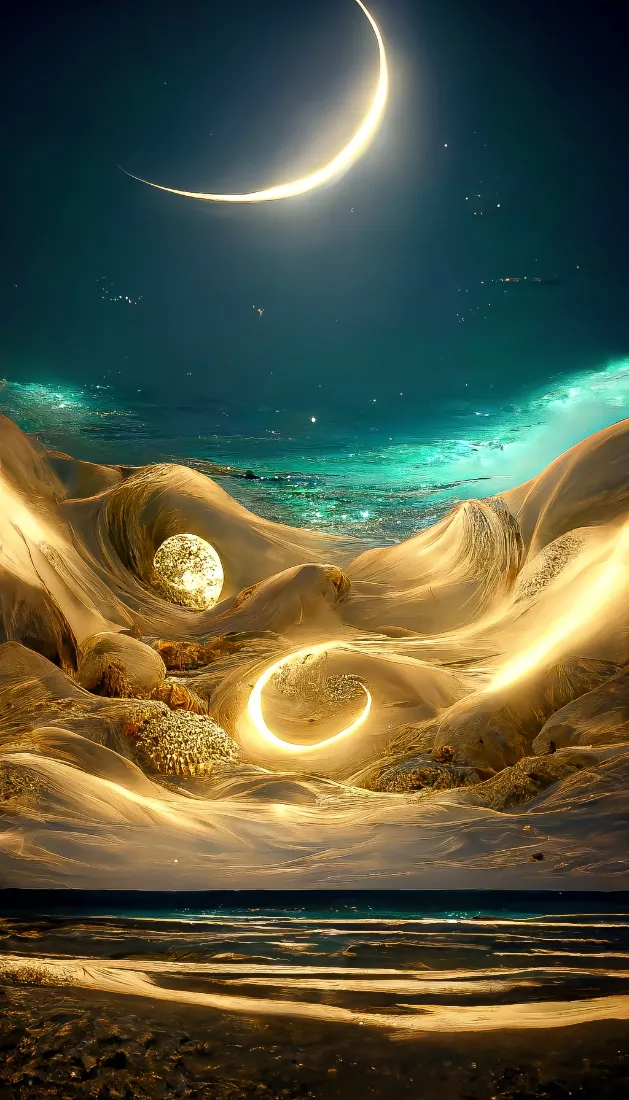 弯月沙漠手机壁纸｜海洋星空背景图片 - 梦幻夜景「哲风壁纸」