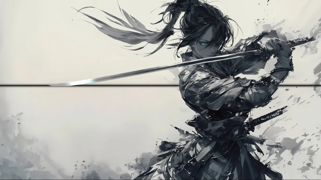 4k水墨武士壁纸｜二次元古风背景图片 - 持剑侠客「哲风壁纸」