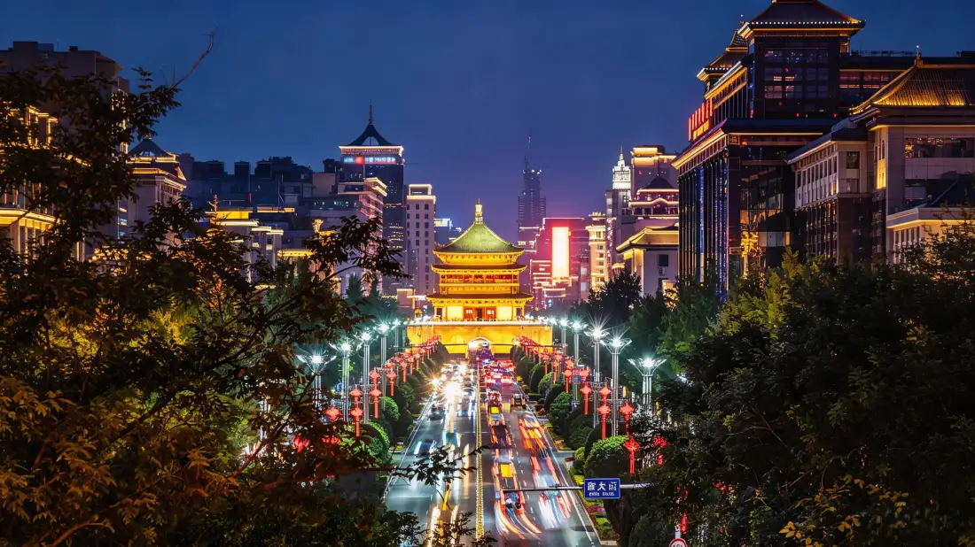 3k西安钟楼壁纸｜城市夜景背景图片 - 灯火璀璨「哲风壁纸」