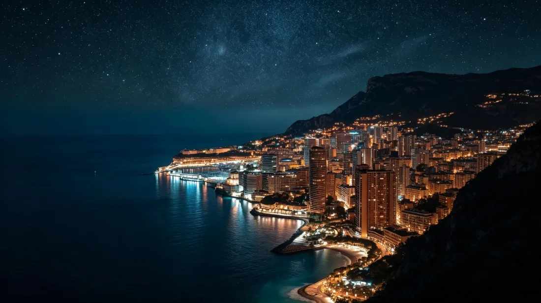 3k滨海城市夜景壁纸｜星空海岸背景图片 - 灯火璀璨风光「哲风壁纸」