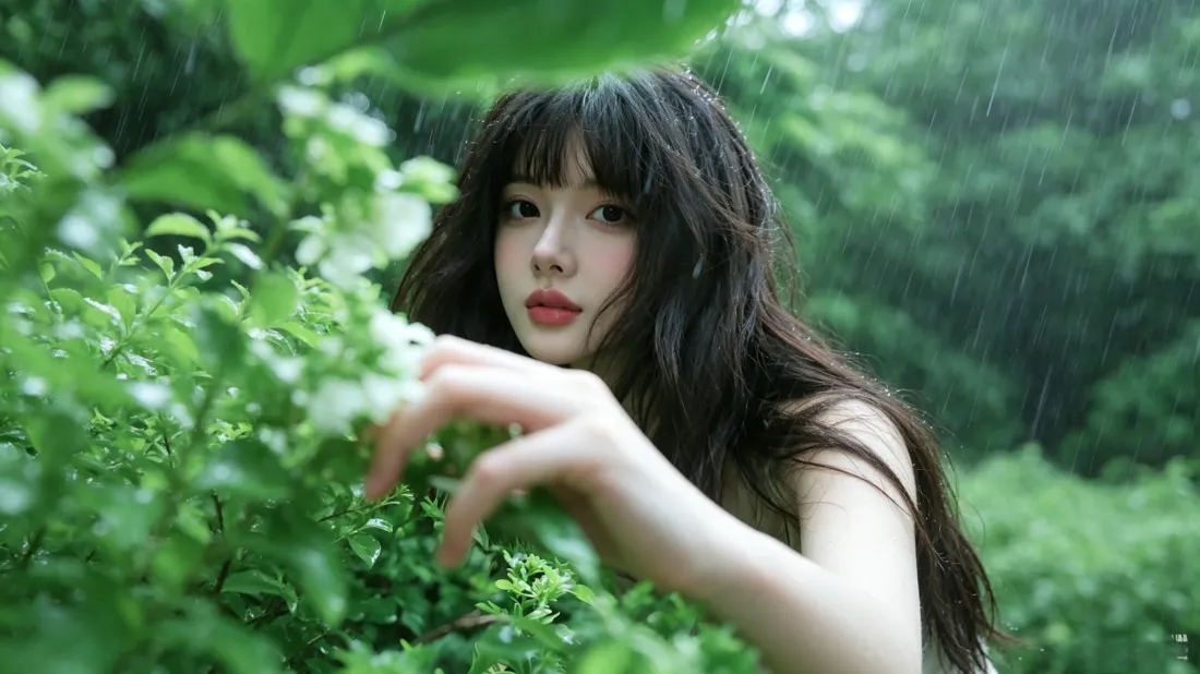3k森系少女壁纸｜森林绿植背景图片 - 清新氛围感写真「哲风壁纸」