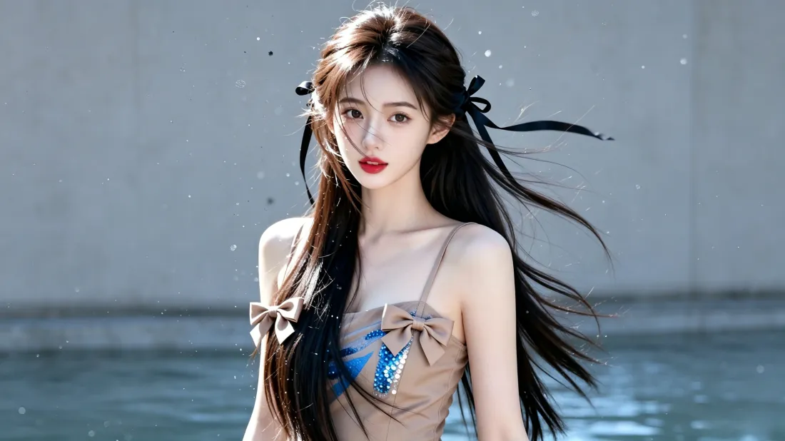 3k纯欲美女壁纸｜水边背景图片 - 长发氛围感写真「哲风壁纸」