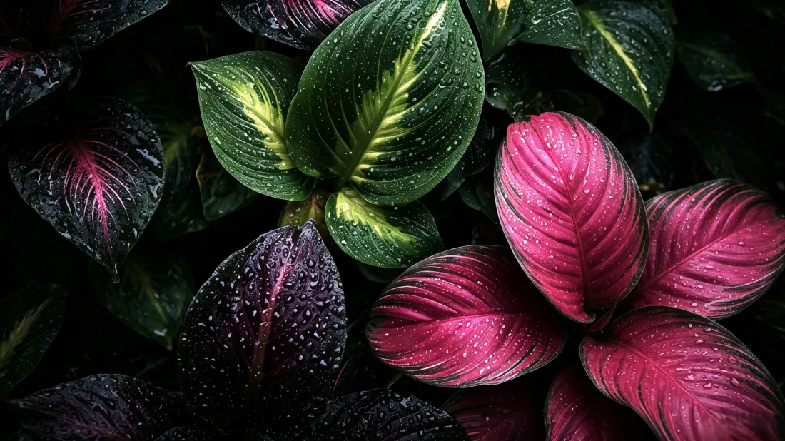 3k彩叶植物壁纸｜露水叶片背景图片 - 清新自然「哲风壁纸」