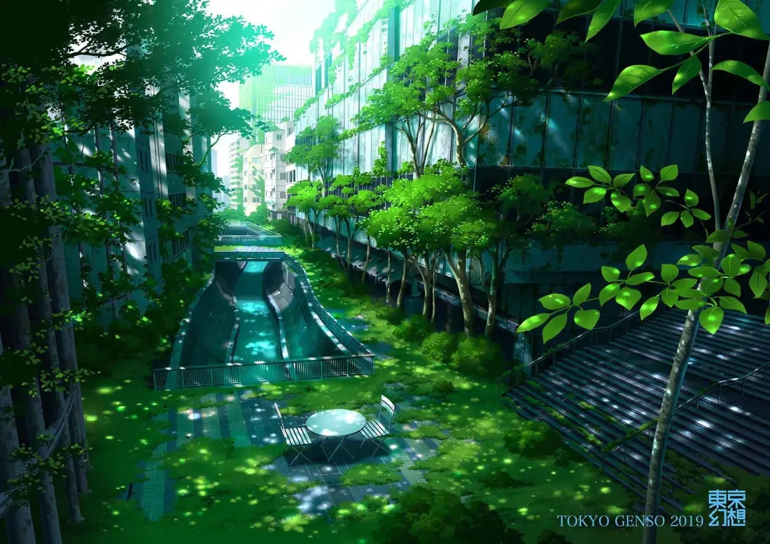 4k动漫清新街景壁纸｜绿植阳光街道背景图片 - 日系治愈插画「哲风壁纸」