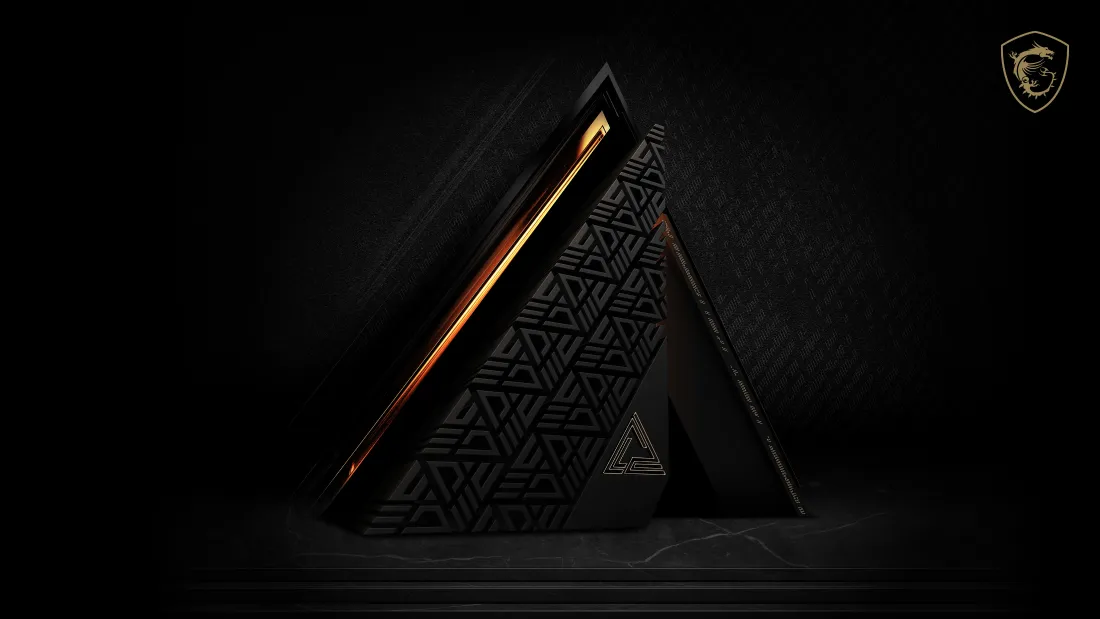 4k微星黑金科技装置壁纸｜几何纹理背景图片 - 电竞炫酷风「哲风壁纸」
