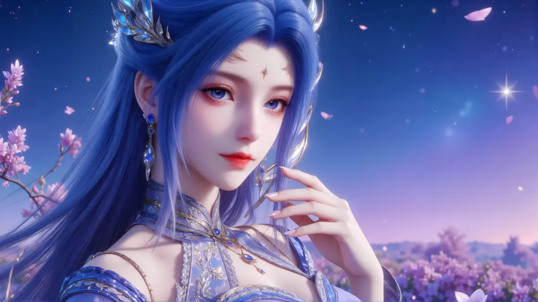 6k唐舞桐壁纸｜星空花海背景图片 - 斗罗大陆2绝世唐门角色「哲风壁纸」