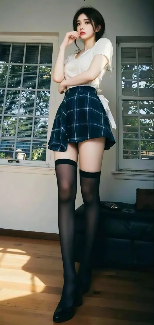 气质美女手机壁纸｜阳光室内窗边背景图片 - 短裙黑丝时尚穿搭「哲风壁纸」
