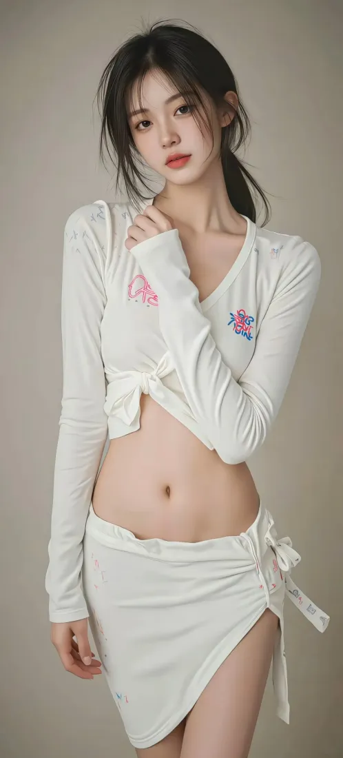 性感美女手机壁纸｜白色套装背景图片 - 气质人像「哲风壁纸」
