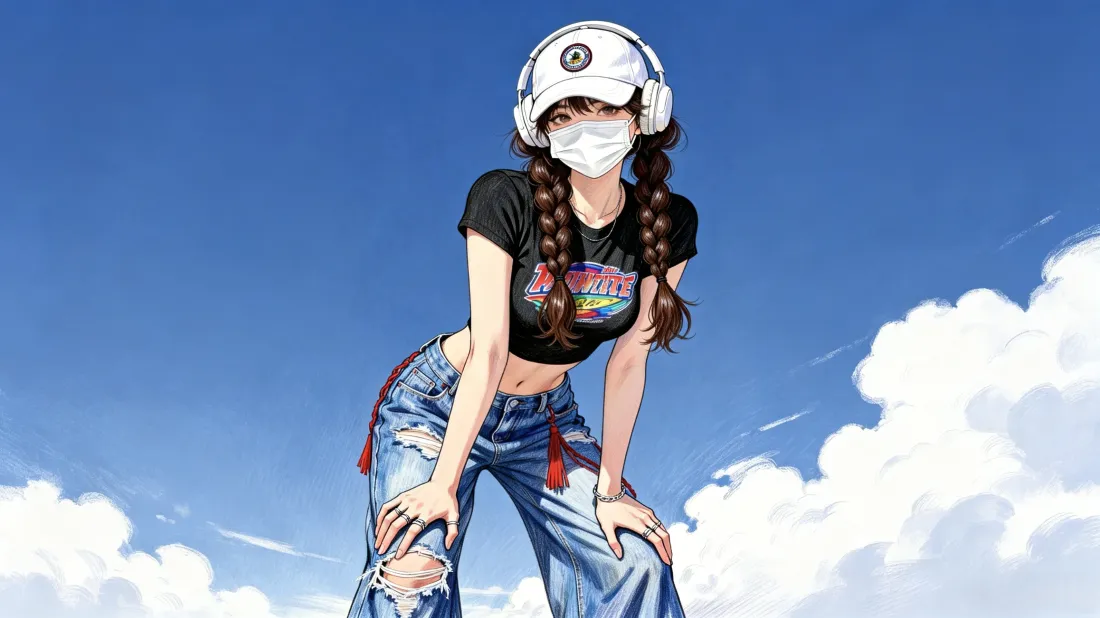 3k二次元少女壁纸｜蓝天白云背景图片 - 甜酷休闲穿搭「哲风壁纸」