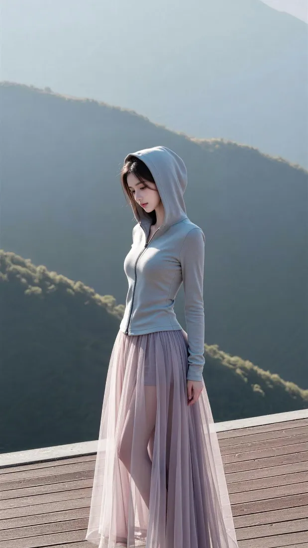 气质美女手机壁纸｜山景背景图片 - 清新温柔穿搭「哲风壁纸」