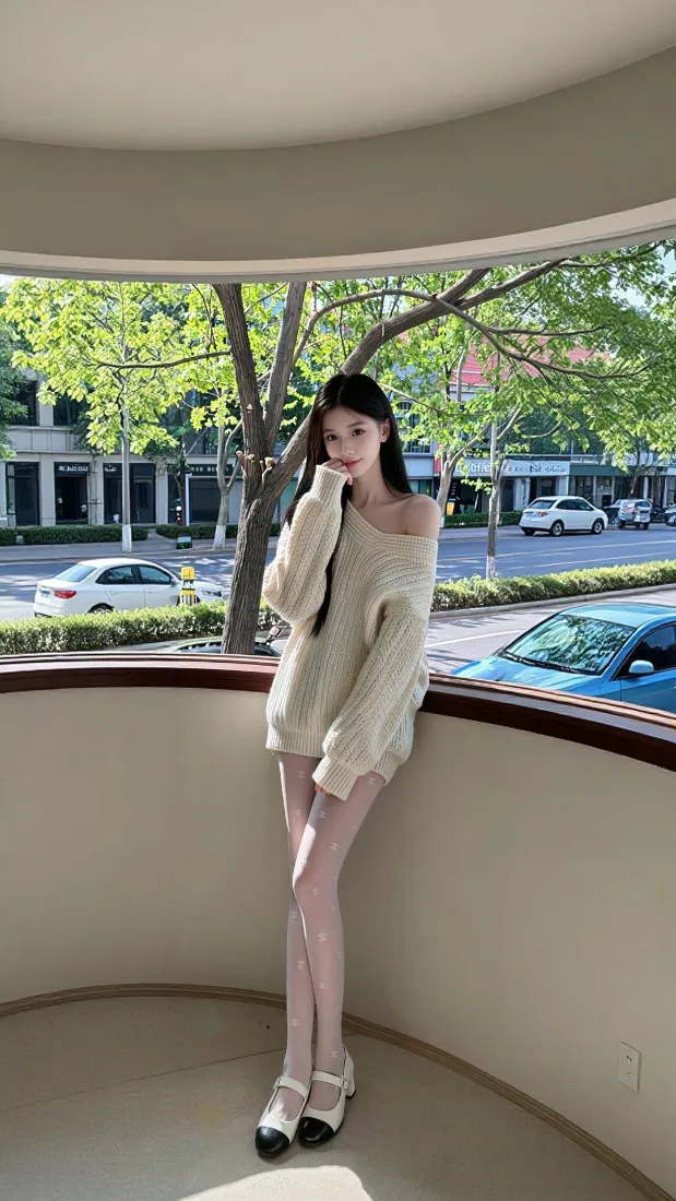美女手机壁纸｜阳台街景背景图片 - 时尚好看穿搭「哲风壁纸」