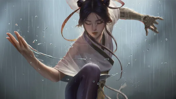2k战士壁纸-艺术品与黑发-动漫女孩热门的壁纸「哲风壁纸」