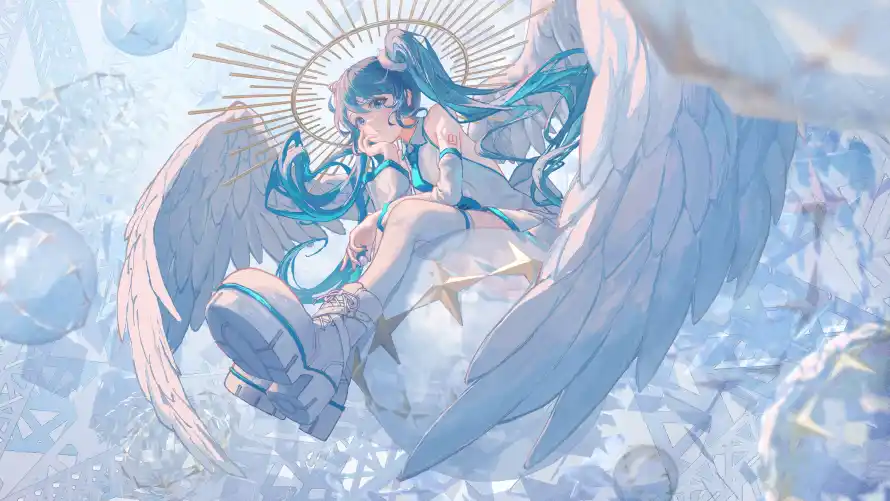 3k翅膀壁纸-低角度与长发-初音未来热门的壁纸「哲风壁纸」