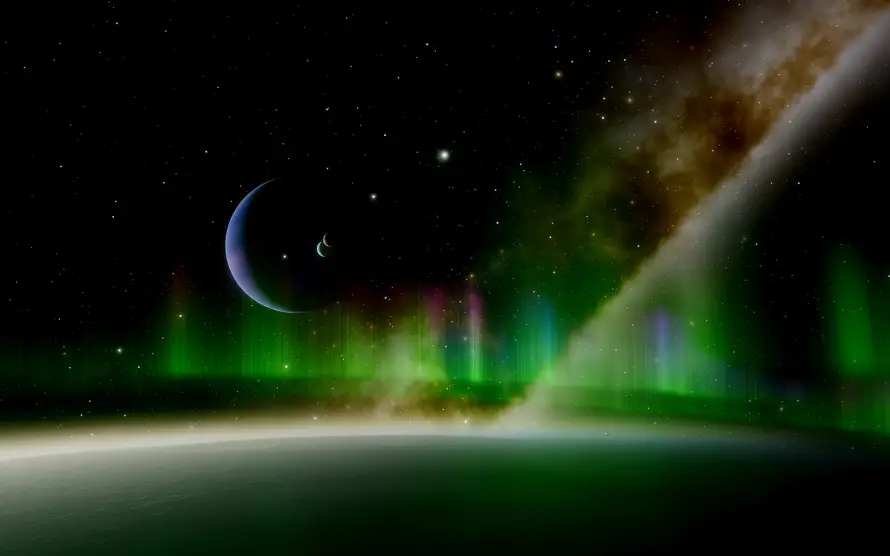 2k星系壁纸-行星和极光-壁纸分享「哲风壁纸」