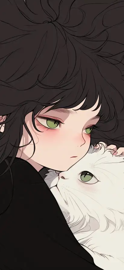 4k可爱壁纸 - 抱着猫咪 - 难过沮丧 - wallpaper「哲风壁纸」