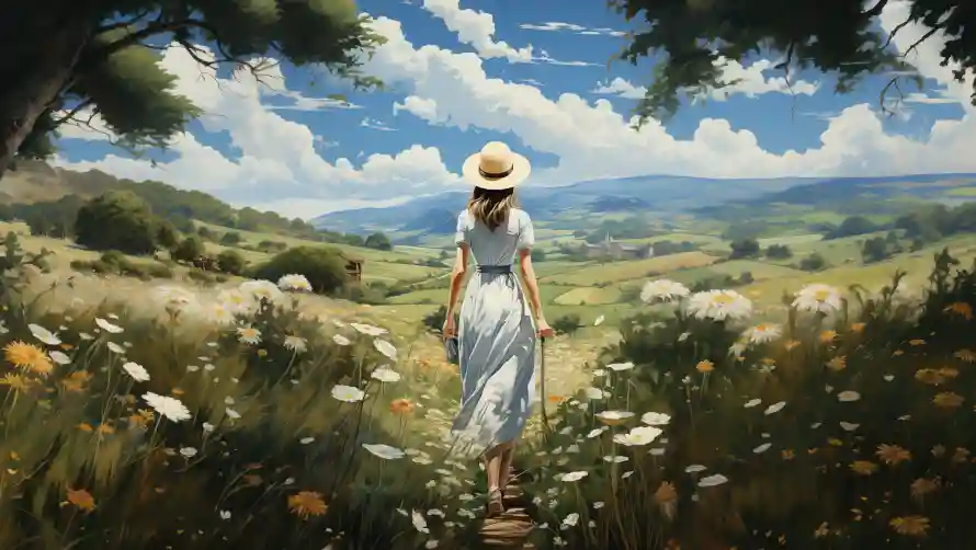 4k原野壁纸-大场景与白裙-欧美画风壁纸分享「哲风壁纸」