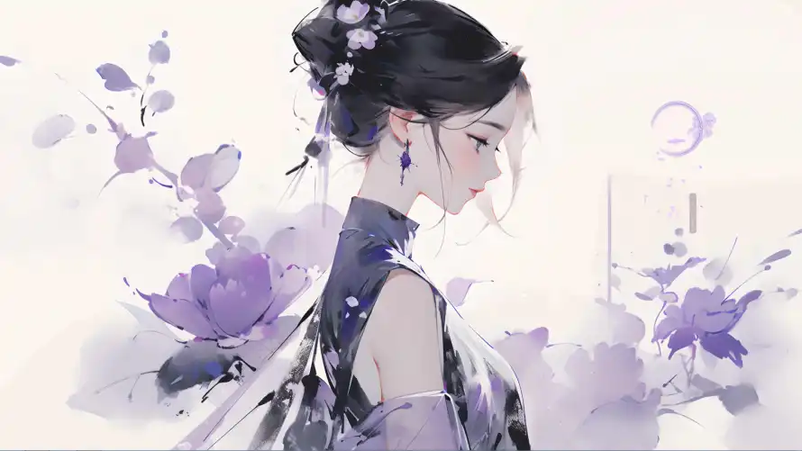 4k插画壁纸-墨/出水芙蓉和-壁纸分享「哲风壁纸」