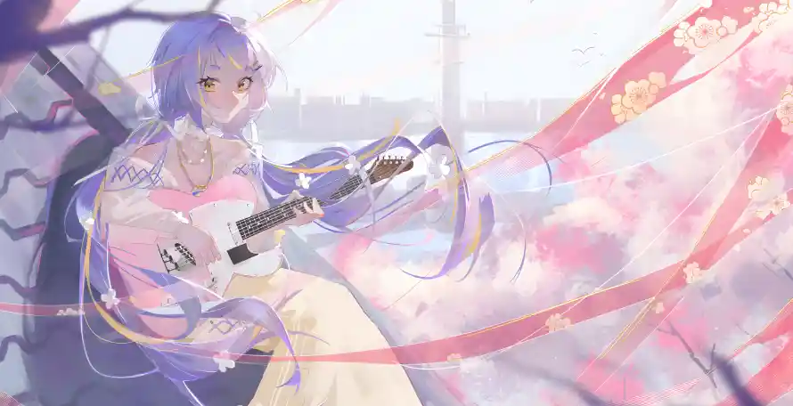 6k吉他壁纸-少女与-热门的壁纸「哲风壁纸」