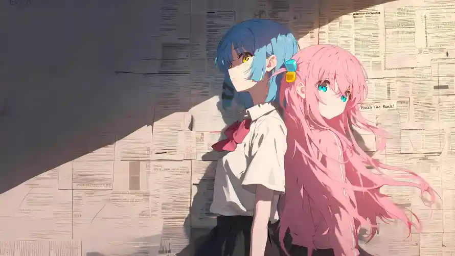4k插画壁纸-蓝粉女孩与画师：文曲星-壁纸分享「哲风壁纸」