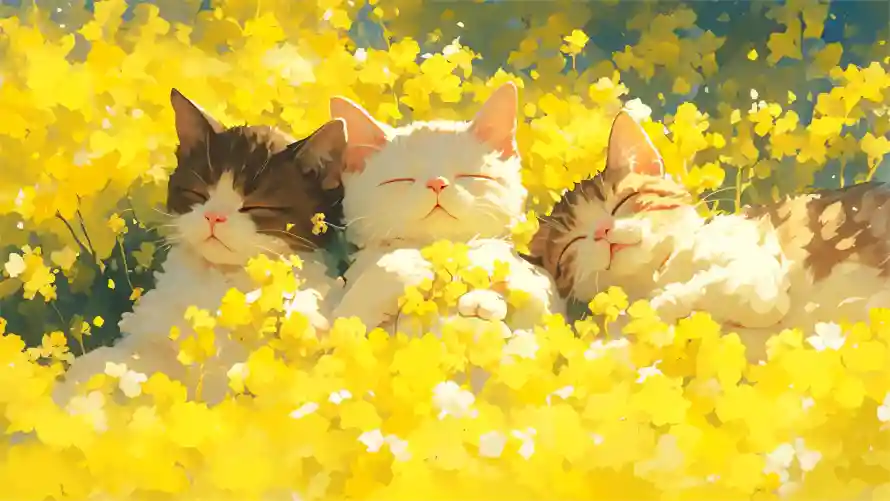 4k小黄花壁纸-猫与-免费下载「哲风壁纸」