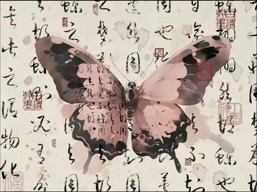 5k水墨风壁纸-蝴蝶字画壁纸和-壁纸推荐「哲风壁纸」