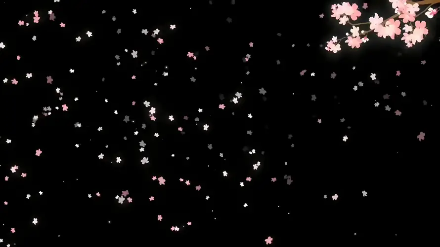 4k黑主题壁纸-桃花散落和-壁纸分享「哲风壁纸」